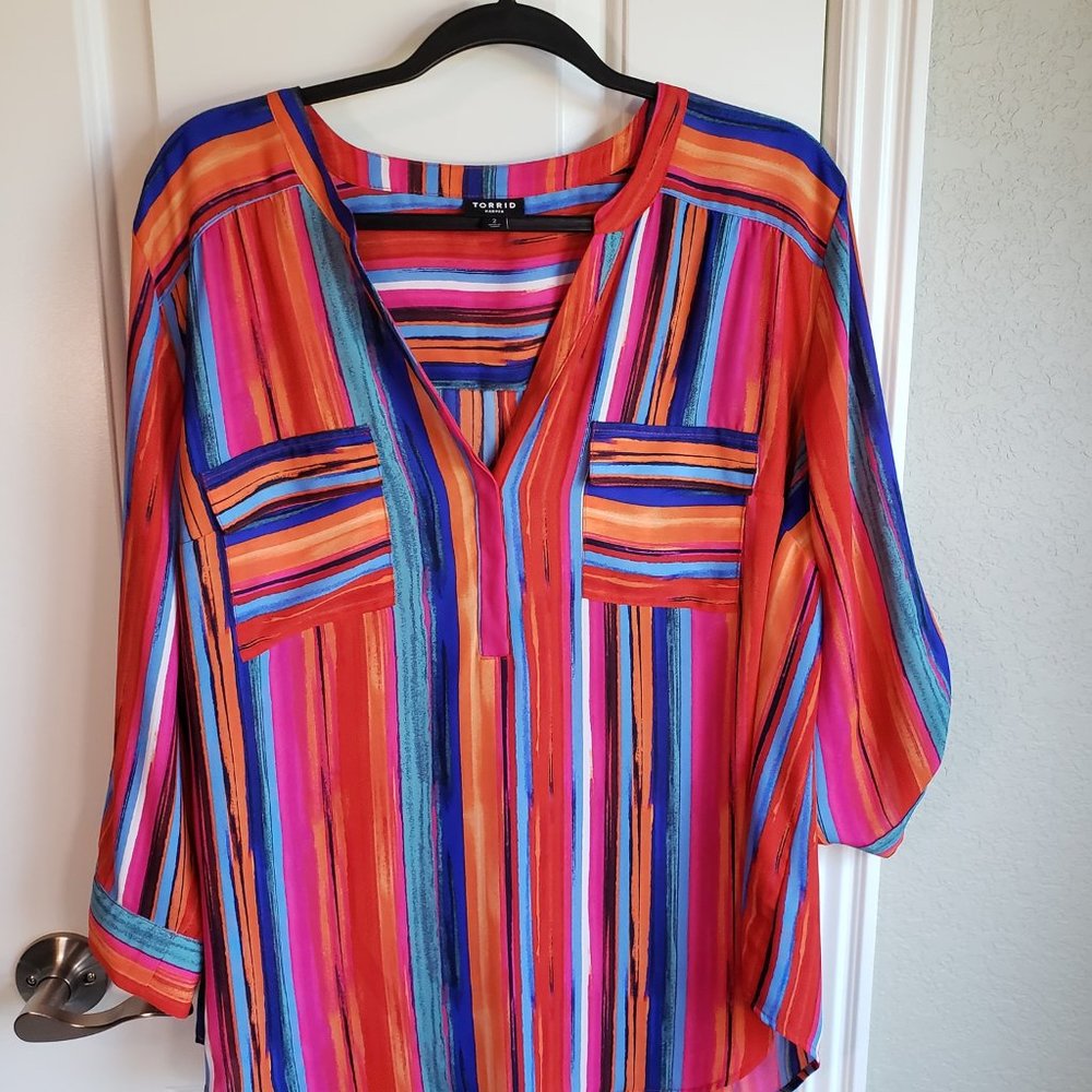 Torrid Harper Georgette Pullover 3/4 Sleeve Blouse